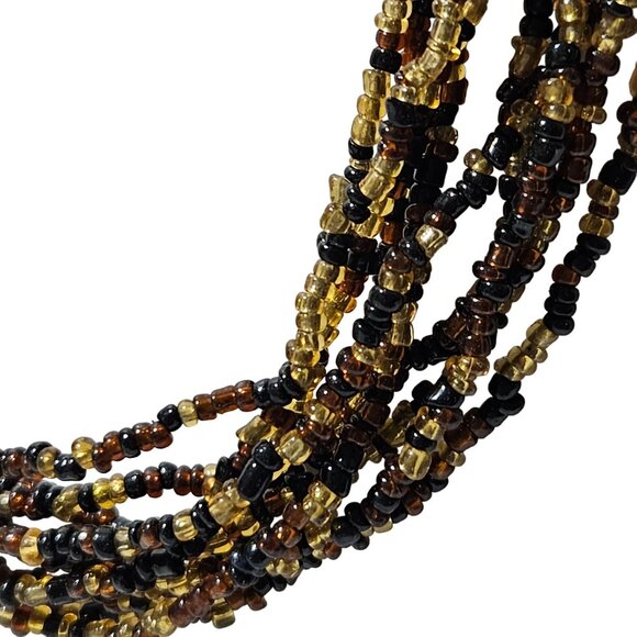 Handcrafted Seed Bead Chunky Multi Strand Necklace Statement Fashion Jewelry - Picture 2 of 6